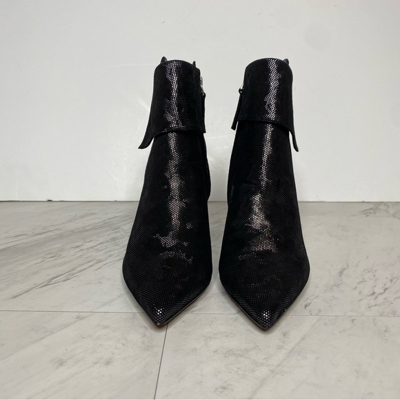 Paolo North Black Silver Pointed Toe Heeled Bootie 6M - Picture 2 of 14